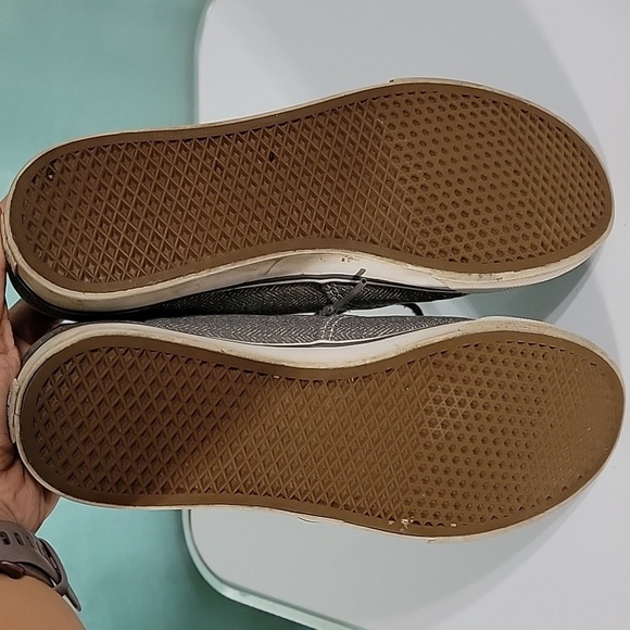 Men's Vans Off the Wall Tweed Herringbone Sneakers, Gray, Size 6.5, Pre-owned - Picture 8 of 11